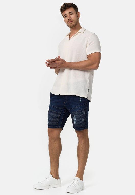 Indicode Herren Ernest Jeans Shorts mit 4 Taschen & elastischem Bund aus 98% Baumwolle - INDICODE