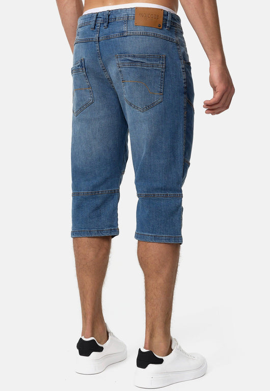 Indicode Herren Fortune 3/4 Jeans Shorts mit 5 Taschen aus 98% Baumwolle - INDICODE