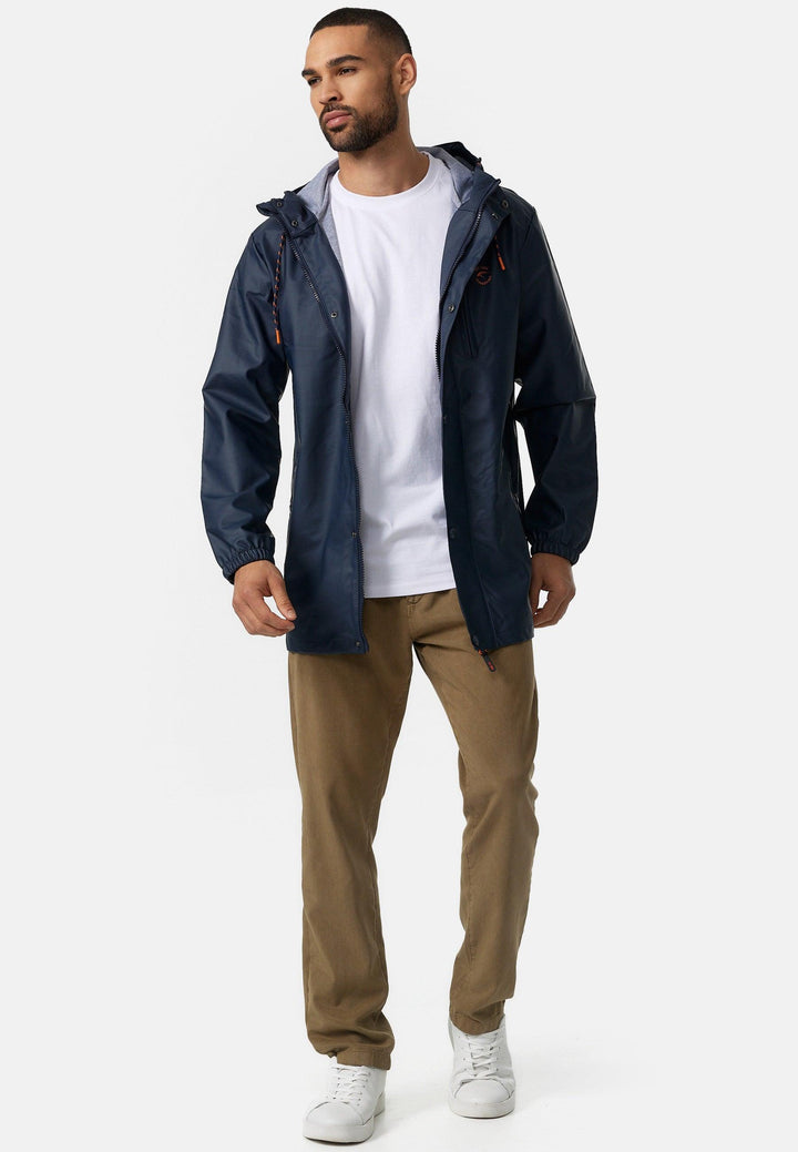 Indicode Herren Malmoe Regenjacke mit Kapuze lange wasserdichte Segeljacke - INDICODE