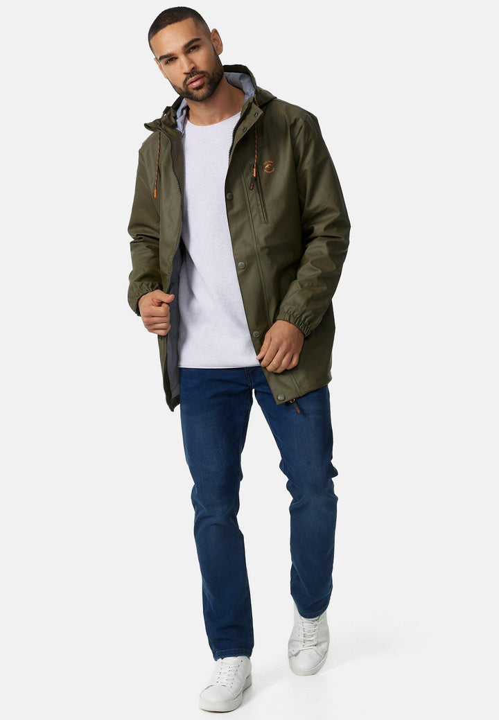 Indicode Herren Malmoe Regenjacke mit Kapuze lange wasserdichte Segeljacke - INDICODE