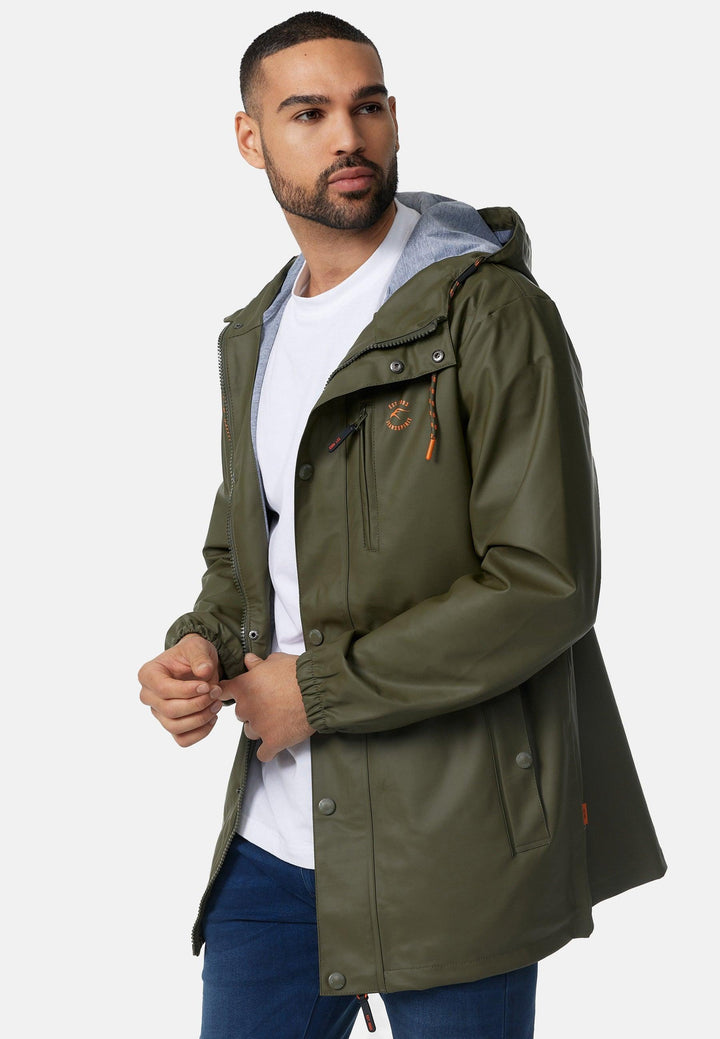Indicode Herren Malmoe Regenjacke mit Kapuze lange wasserdichte Segeljacke - INDICODE