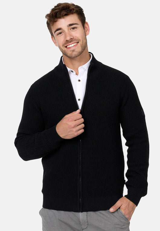 Indicode Herren INLayton Fein-Strickjacke mit Stehkragen und Reißverschluss