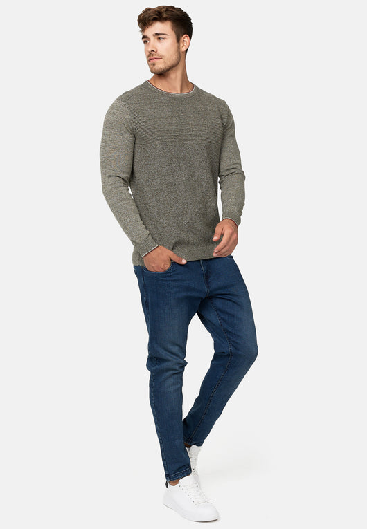 Indicode Herren INReign Feinstrickpullover mit Ripp-Bündchen & Rundhals-Ausschnitt