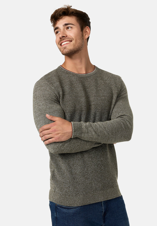 Indicode Herren INReign Feinstrickpullover mit Ripp-Bündchen & Rundhals-Ausschnitt