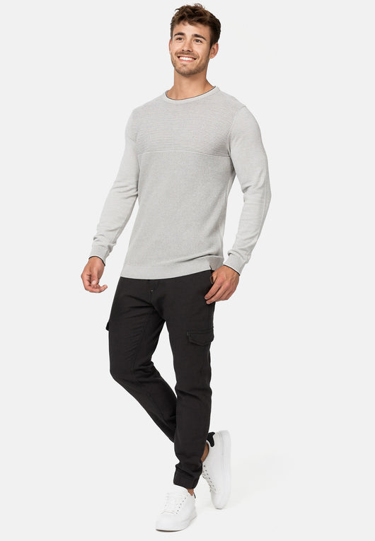 Indicode Herren INReign Feinstrickpullover mit Ripp-Bündchen & Rundhals-Ausschnitt