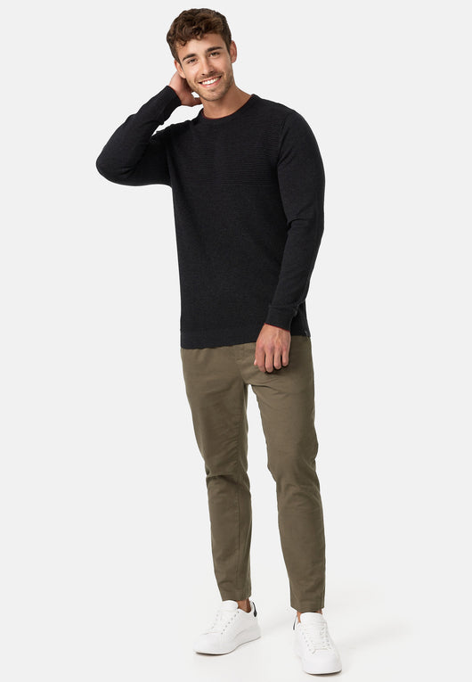 Indicode Herren INReign Feinstrickpullover mit Ripp-Bündchen & Rundhals-Ausschnitt