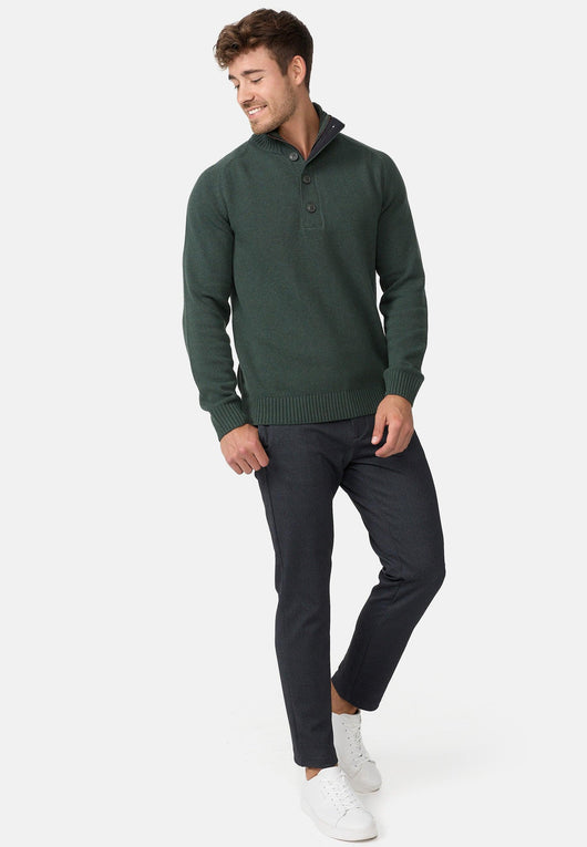 Indicode Herren INIsalu Pullover aus 80% Baumwolle mit Stehkragen