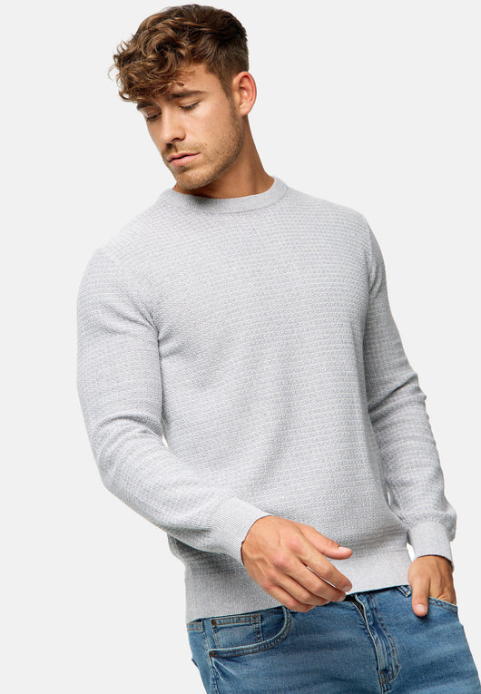 Indicode Herren INLourdes Strickpullover mit Ripp-Bündchen & Rundhals-Ausschnitt