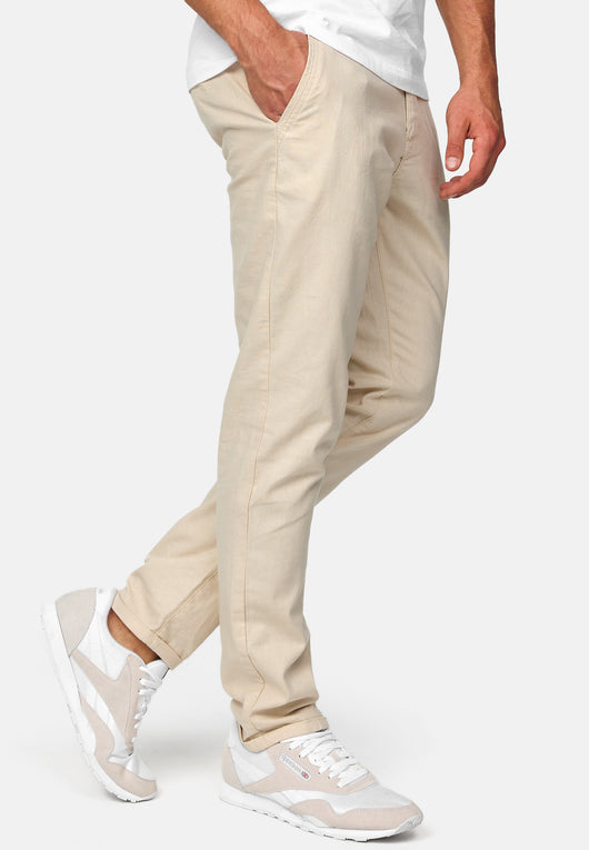 Indicode Men's Bryne Linen & Cotton 4 Pocket Trousers