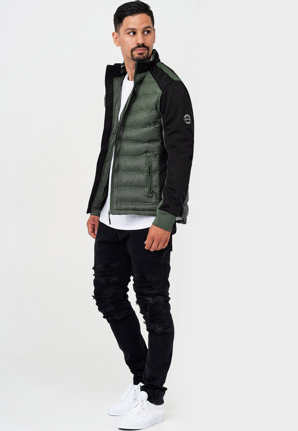 Indicode men's Alterio quilted jacket with softshell sleeves