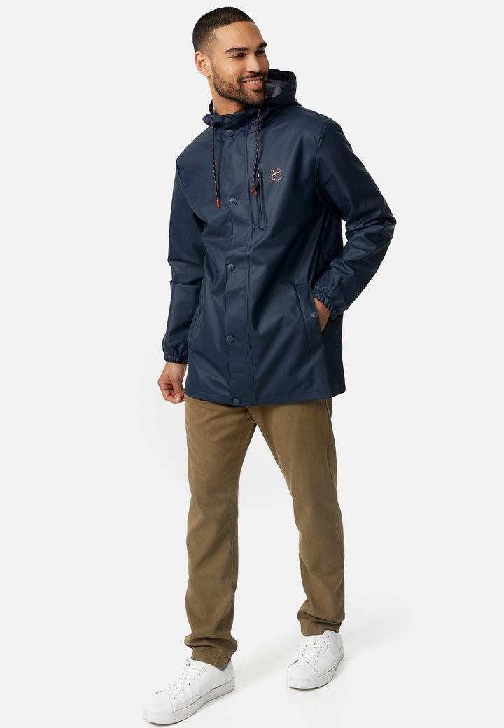 Indicode Herren Malmoe Regenjacke mit Kapuze lange wasserdichte Segeljacke - INDICODE