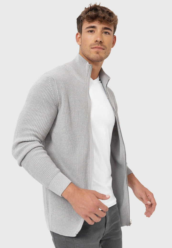 Indicode Herren Dodson Strickjacke mit Stehkragen aus 100% Baumwolle - INDICODE