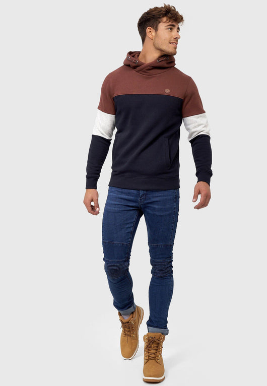 Indicode Herren Olson Sweatshirt mit Kapuze in Kontrastfarben - INDICODE