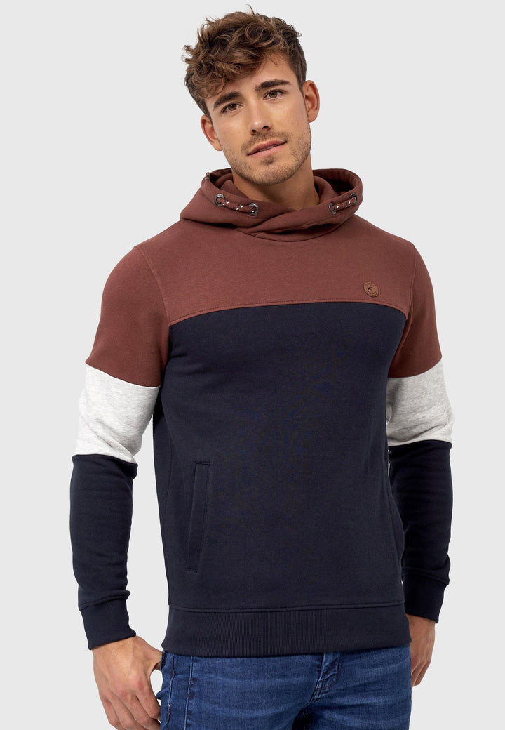 Indicode Herren Olson Sweatshirt mit Kapuze in Kontrastfarben - INDICODE