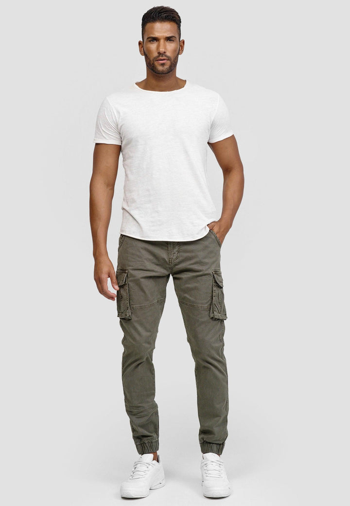 Indicode Herren Kerr Cargohose aus 98% Baumwolle inkl. Gürtel - INDICODE