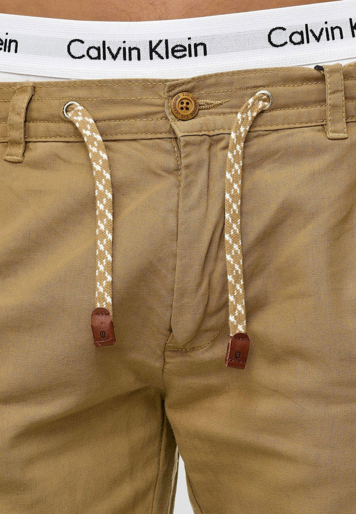 Indicode Herren Boulware Stoffhose aus Leinen & Baumwolle mit 4 Taschen - INDICODE
