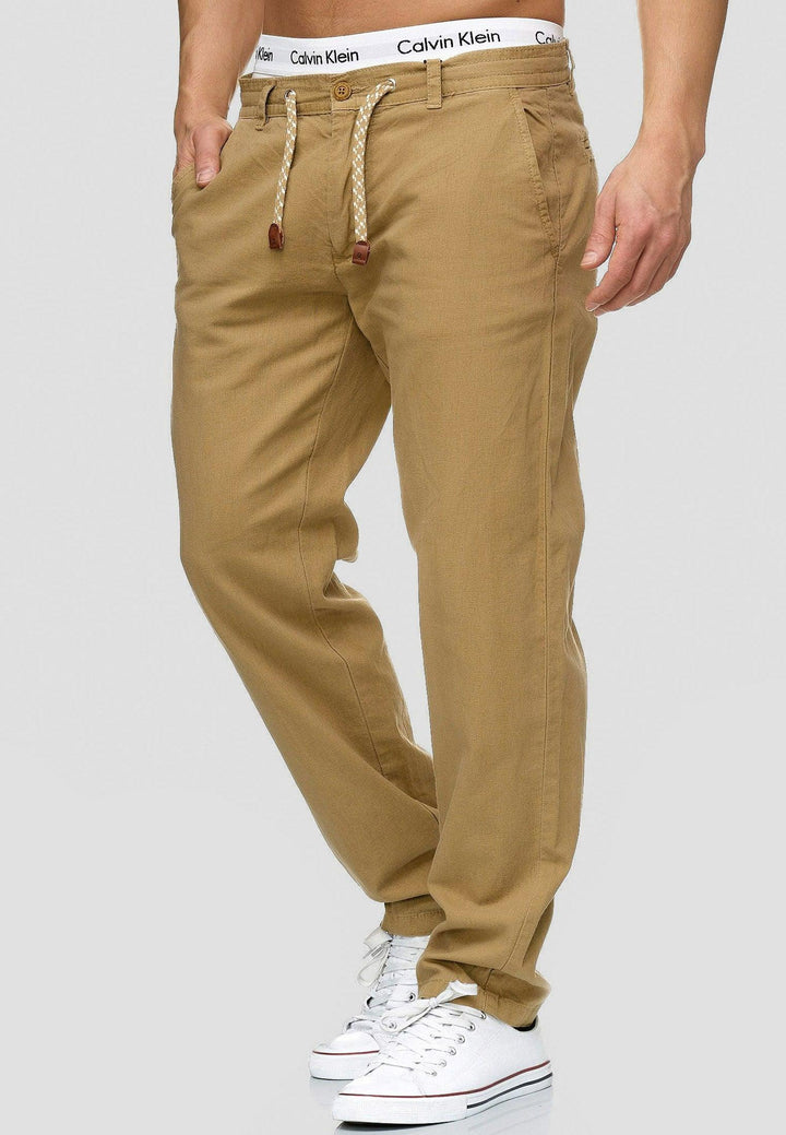 Indicode Herren Boulware Stoffhose aus Leinen & Baumwolle mit 4 Taschen - INDICODE