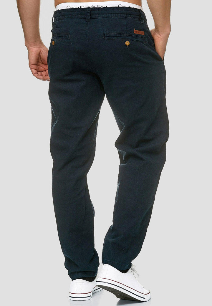 Indicode Herren Boulware Stoffhose aus Leinen & Baumwolle mit 4 Taschen - INDICODE