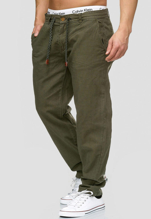 Indicode Men's Boulware Linen & Cotton 4 Pocket Trousers