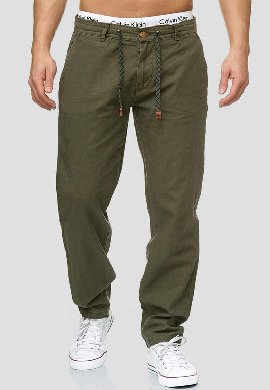 Indicode Men's Boulware Linen & Cotton 4 Pocket Trousers