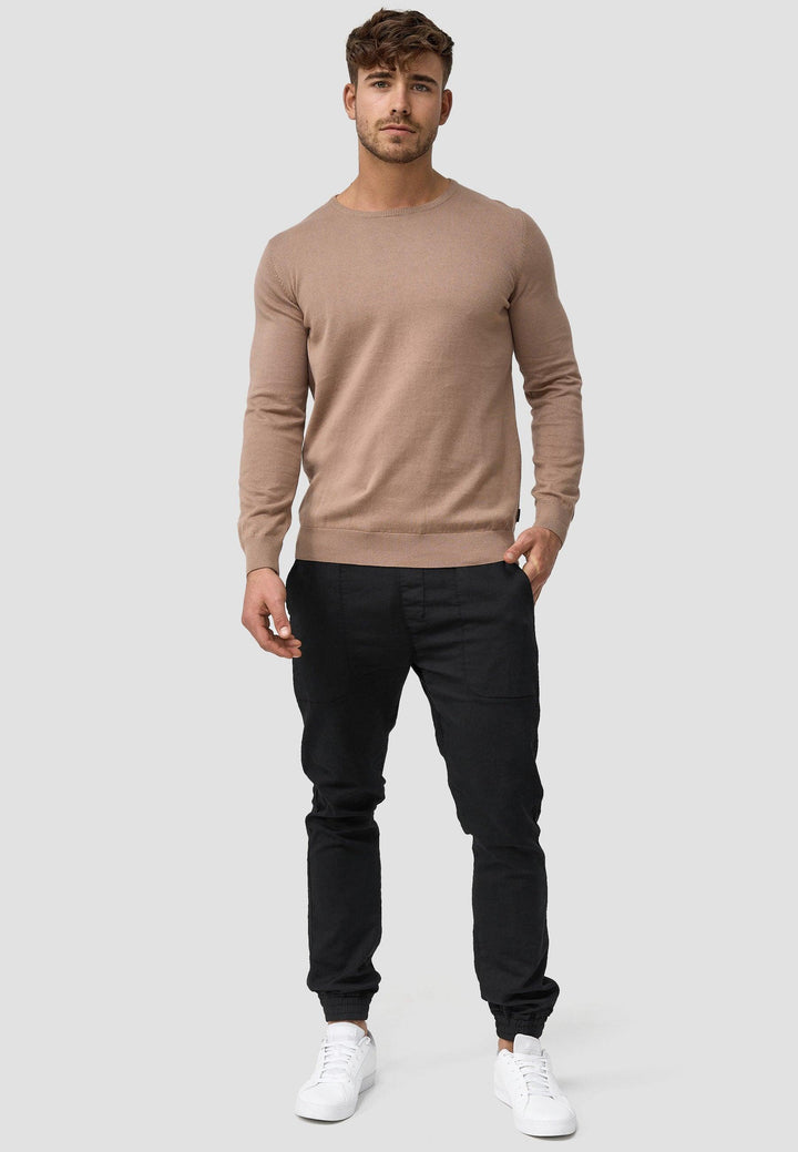Indicode Herren Benjamin Feinstrickpullover mit Ripp-Bündchen & Rundhals-Ausschnitt aus 100% Baumwolle - INDICODE