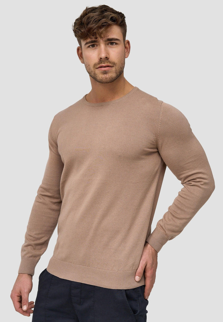 Indicode Herren Benjamin Feinstrickpullover mit Ripp-Bündchen & Rundhals-Ausschnitt aus 100% Baumwolle - INDICODE