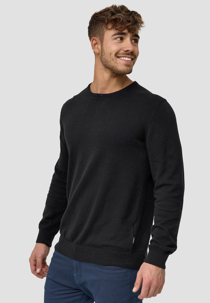 Indicode Herren Benjamin Feinstrickpullover mit Ripp-Bündchen & Rundhals-Ausschnitt aus 100% Baumwolle - INDICODE