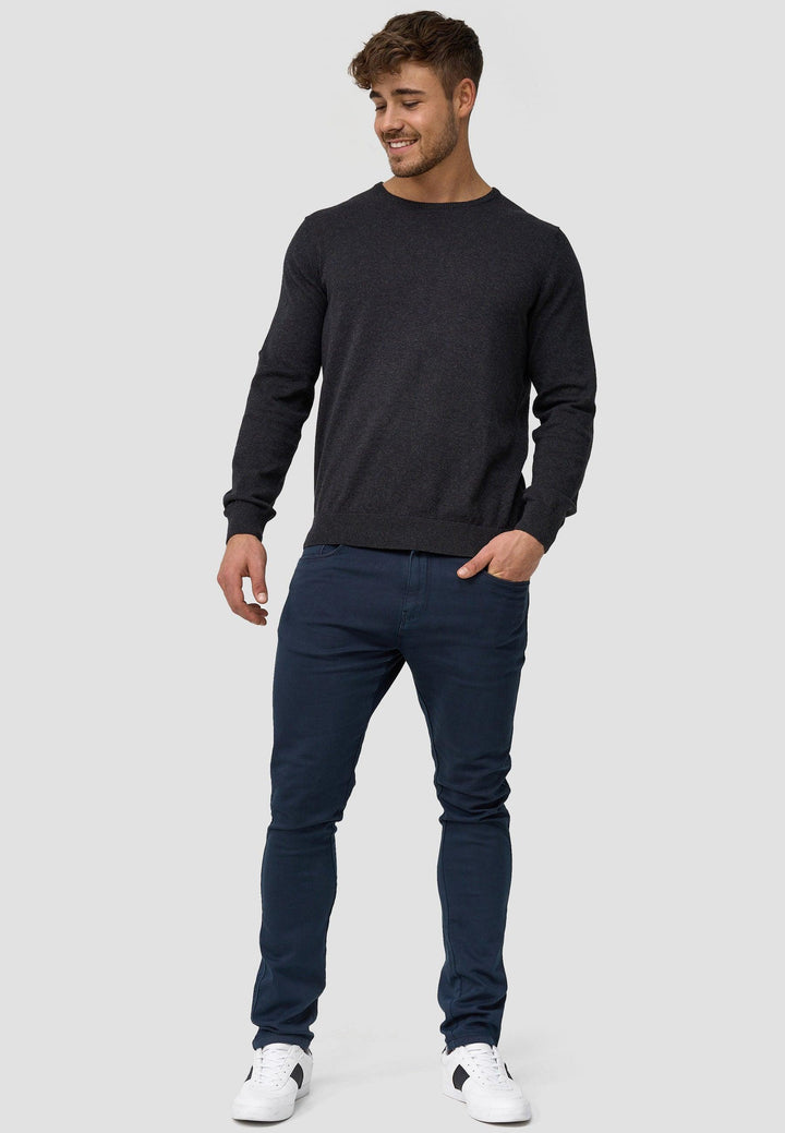 Indicode Herren Benjamin Feinstrickpullover mit Ripp-Bündchen & Rundhals-Ausschnitt aus 100% Baumwolle - INDICODE