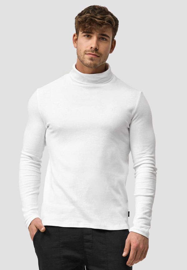 Indicode Herren Eagon Langarmshirt mit Rollkragen aus 100% Baumwolle