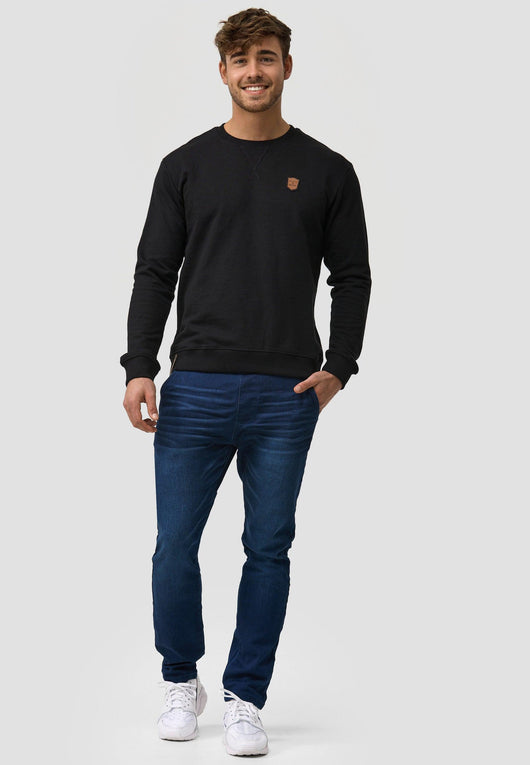 Indicode Herren Beechen Sweatshirt mit Ripp-Bündchen - INDICODE