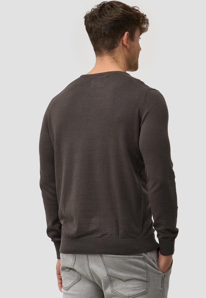 Indicode Herren Benjamin Feinstrickpullover mit Ripp-Bündchen & Rundhals-Ausschnitt aus 100% Baumwolle - INDICODE