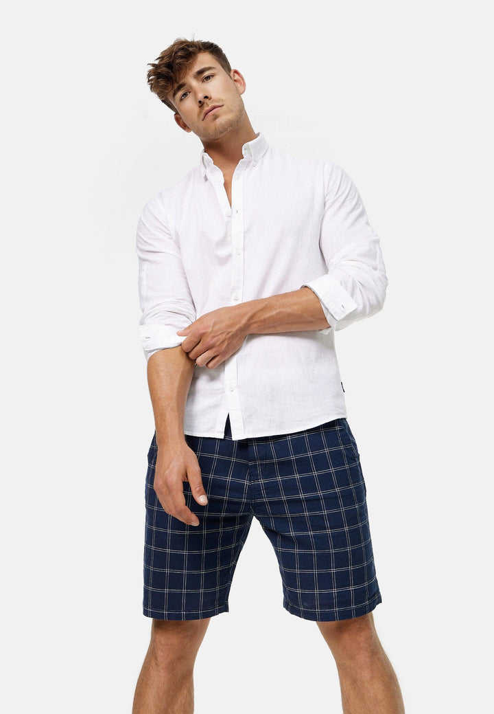 Indicode Herren Corvallis Chino Shorts mit 4 Taschen aus 55% Leinen