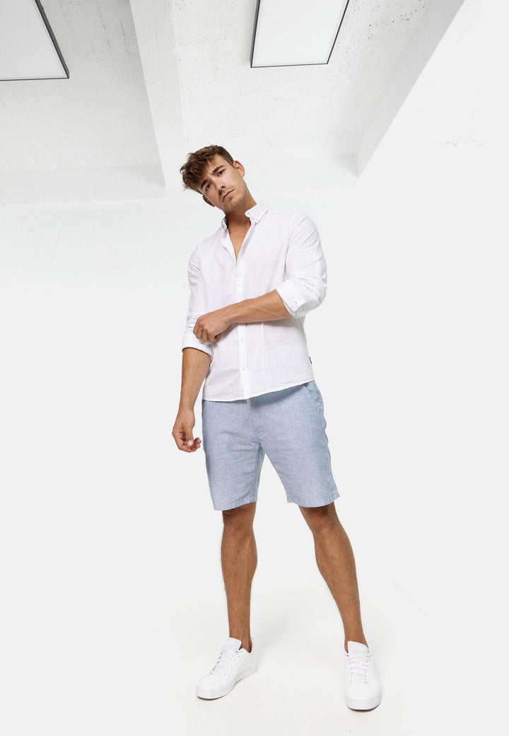 Indicode Herren Corvallis Chino Shorts mit 4 Taschen aus 55% Leinen