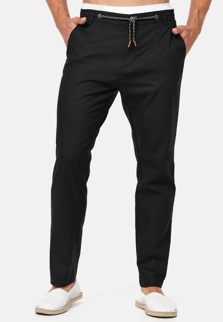 Indicode Herren Boulware Stoffhose aus Leinen & Baumwolle mit 4 Taschen - INDICODE