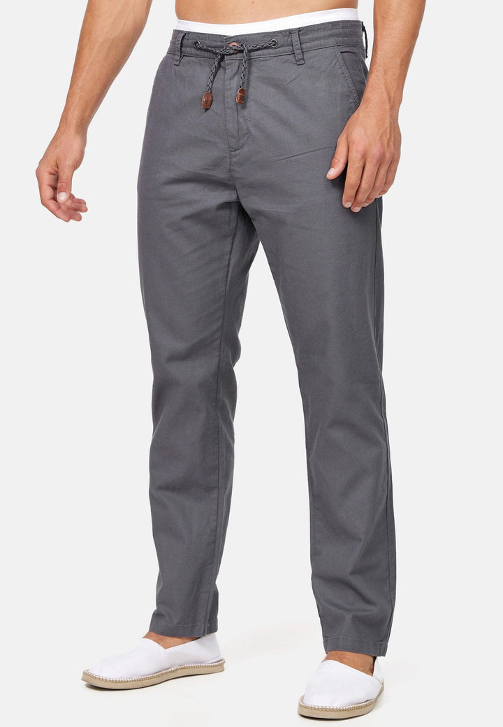 Indicode Herren Boulware Stoffhose aus Leinen & Baumwolle mit 4 Taschen - INDICODE