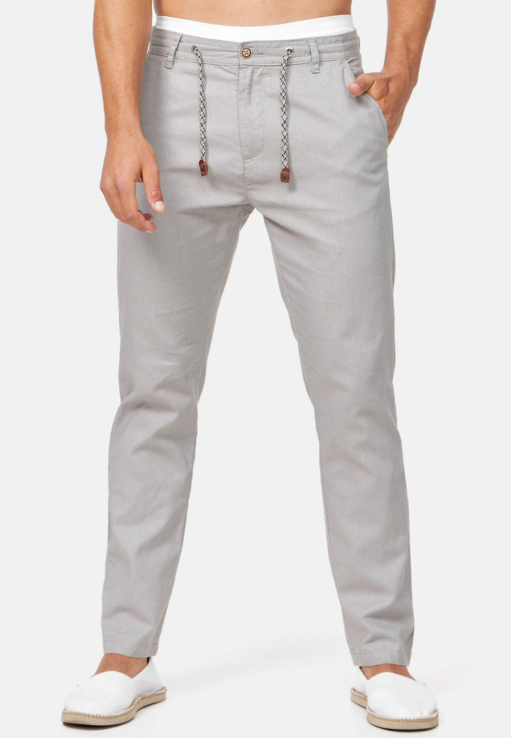 Indicode Herren Boulware Stoffhose aus Leinen & Baumwolle mit 4 Taschen - INDICODE