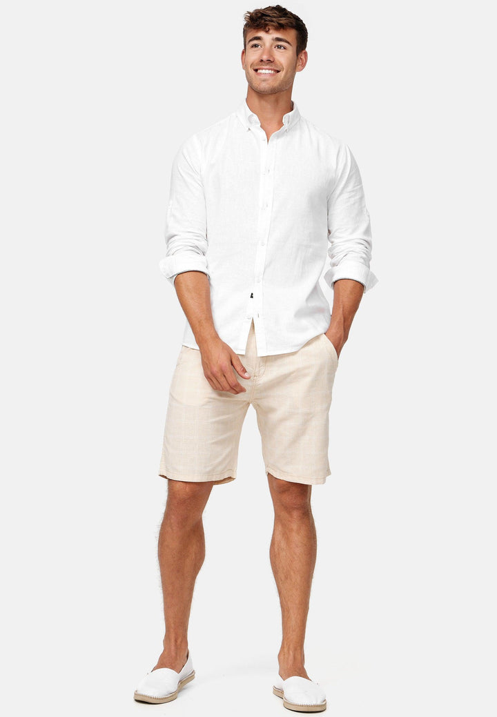 Indicode Herren Corvallis Chino Shorts mit 4 Taschen aus 55% Leinen