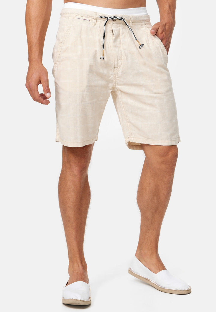 Indicode Herren Corvallis Chino Shorts mit 4 Taschen aus 55% Leinen