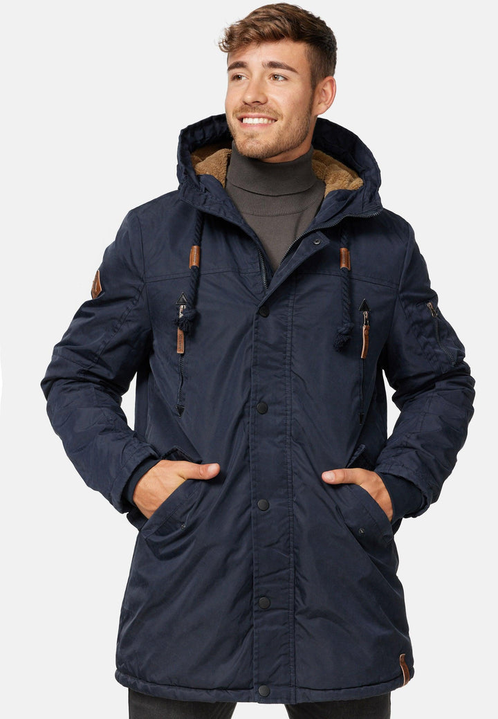 Indicode Herren Bardsley Parka mit gefütterter Kapuze (Teddyfutter) & 6 Taschen - INDICODE