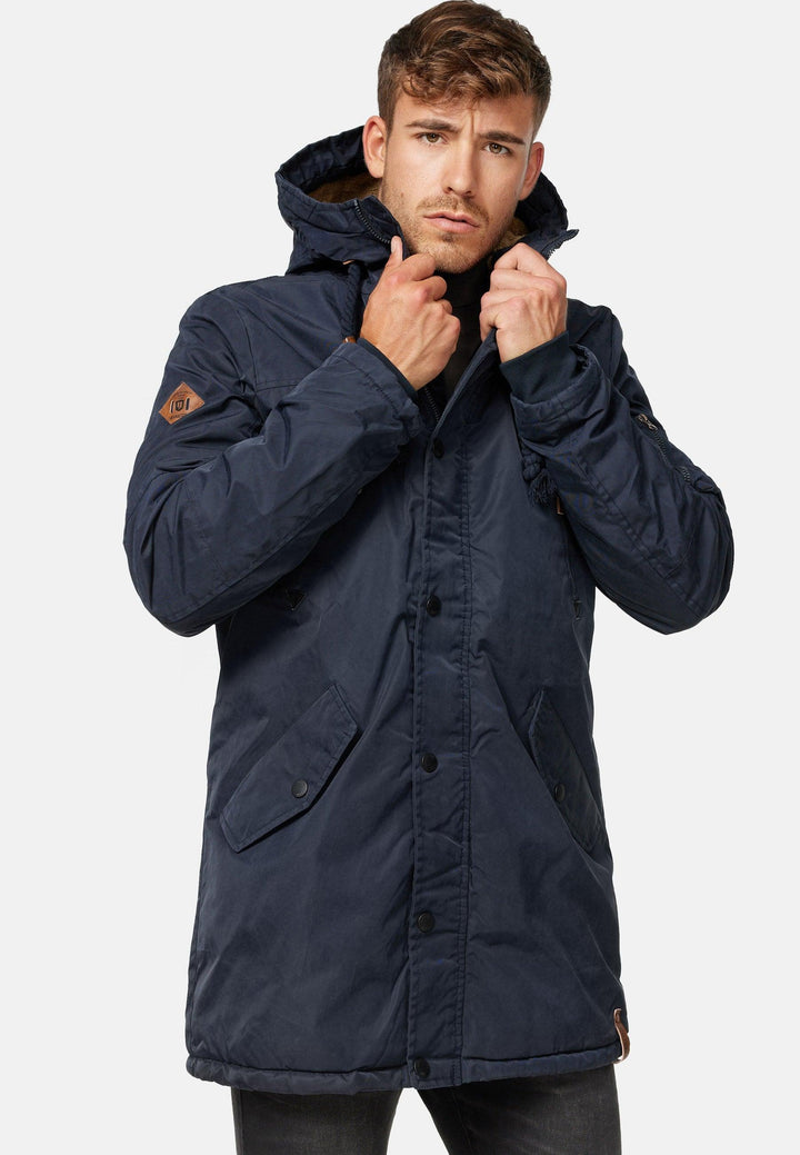 Indicode Herren Bardsley Parka mit gefütterter Kapuze (Teddyfutter) & 6 Taschen - INDICODE