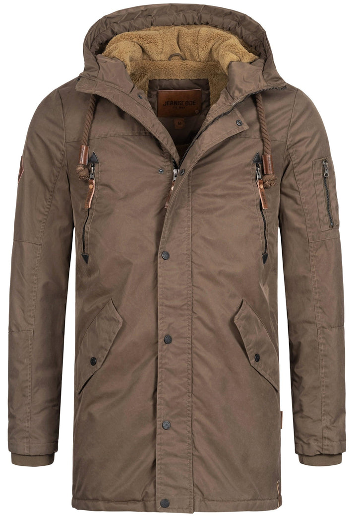 Indicode Herren Bardsley Parka mit gefütterter Kapuze (Teddyfutter) & 6 Taschen - INDICODE