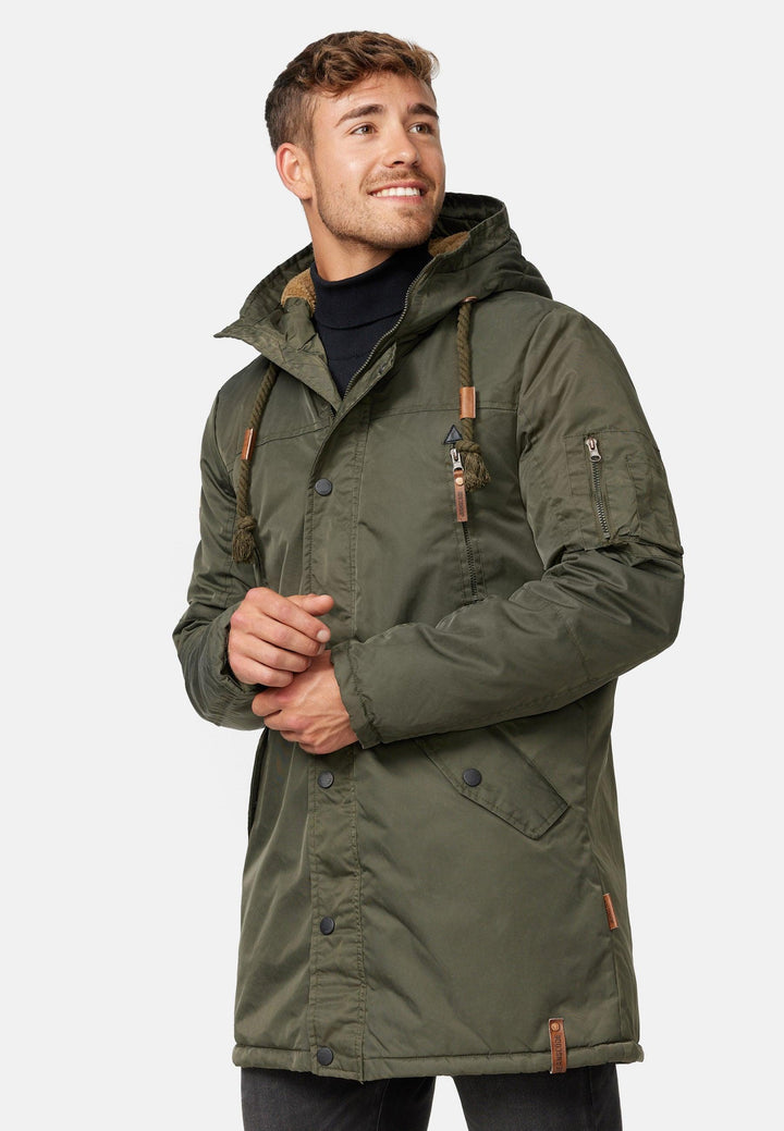 Indicode Herren Bardsley Parka mit gefütterter Kapuze (Teddyfutter) & 6 Taschen - INDICODE