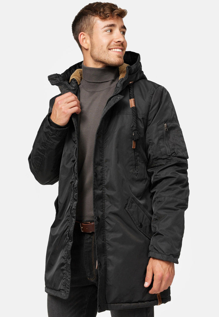 Indicode Herren Bardsley Parka mit gefütterter Kapuze (Teddyfutter) & 6 Taschen - INDICODE