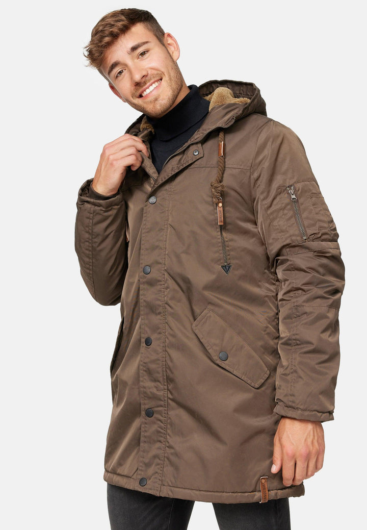 Indicode Herren Bardsley Parka mit gefütterter Kapuze (Teddyfutter) & 6 Taschen - INDICODE