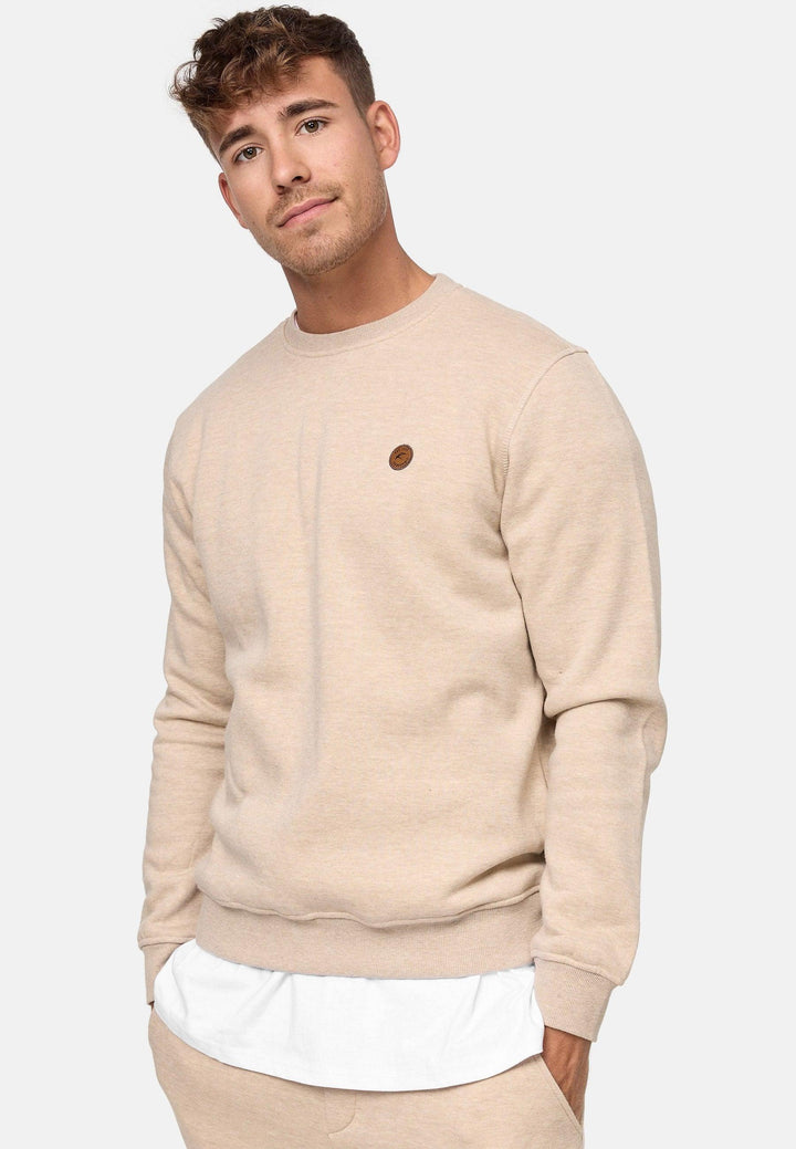 Indicode Herren Luk Sweatshirt mit Rundhalsausschnitt meliert - INDICODE