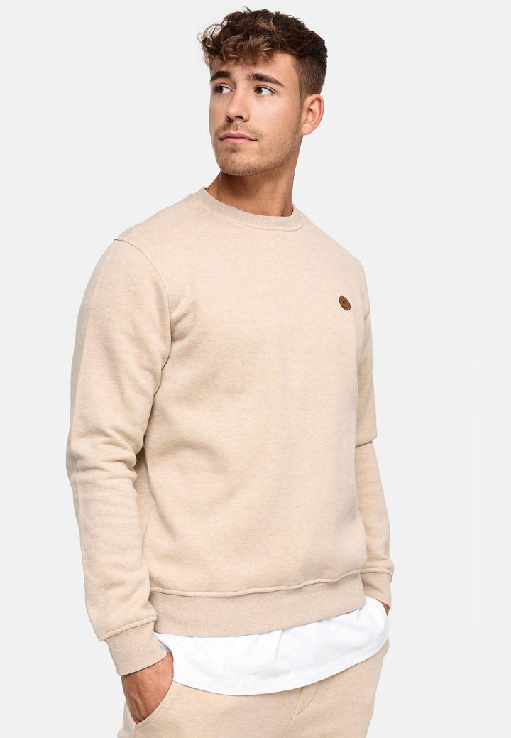 Indicode Herren Luk Sweatshirt mit Rundhalsausschnitt meliert - INDICODE