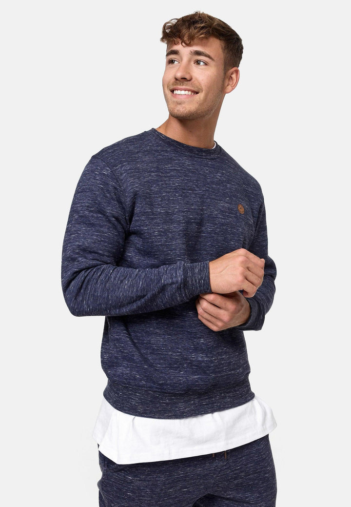Indicode Herren Luk Sweatshirt mit Rundhalsausschnitt meliert - INDICODE