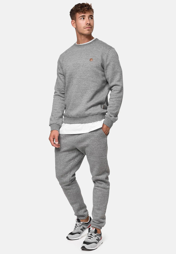 Indicode Herren Luk Sweatshirt mit Rundhalsausschnitt meliert - INDICODE
