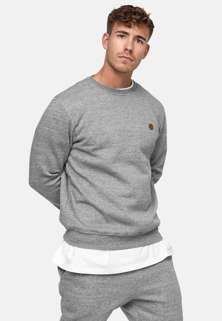 Indicode Herren Luk Sweatshirt mit Rundhalsausschnitt meliert - INDICODE