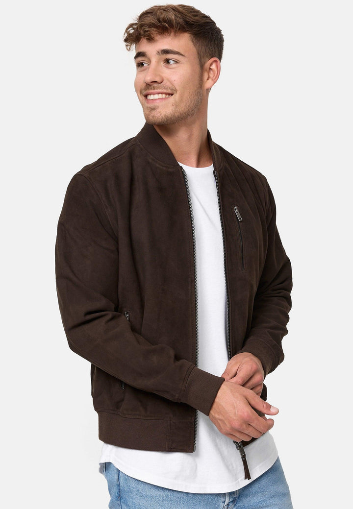 Indicode Herren Maddoc Lederjacke aus Ziegenleder in Wildleder-Optik - INDICODE